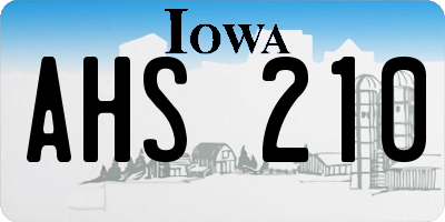 IA license plate AHS210