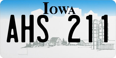 IA license plate AHS211