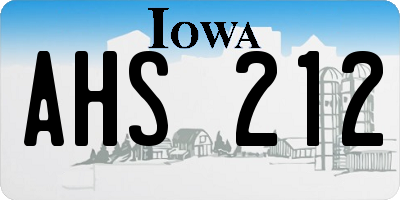 IA license plate AHS212
