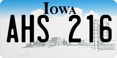 IA license plate AHS216