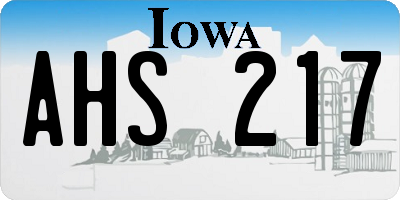 IA license plate AHS217