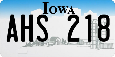 IA license plate AHS218