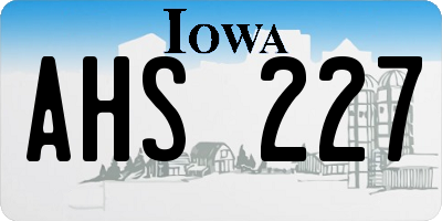 IA license plate AHS227