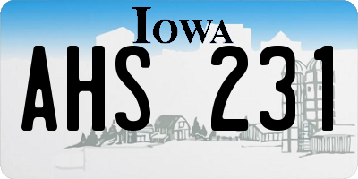 IA license plate AHS231