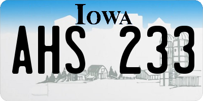 IA license plate AHS233