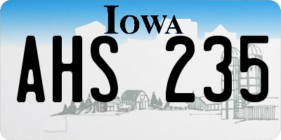 IA license plate AHS235