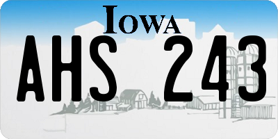IA license plate AHS243