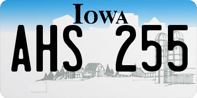 IA license plate AHS255