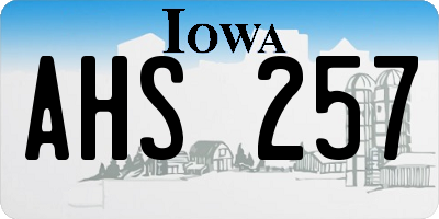 IA license plate AHS257