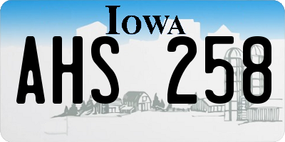 IA license plate AHS258