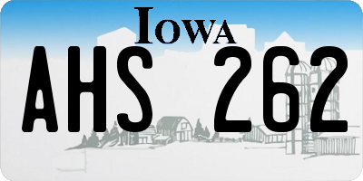 IA license plate AHS262