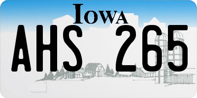 IA license plate AHS265