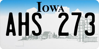 IA license plate AHS273