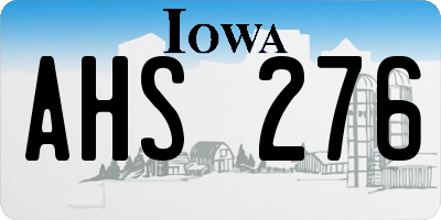 IA license plate AHS276