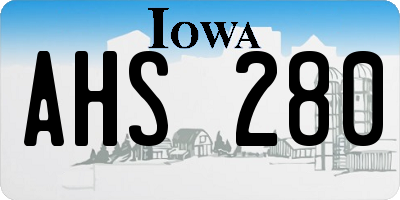 IA license plate AHS280