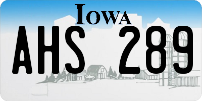 IA license plate AHS289