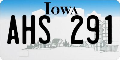 IA license plate AHS291