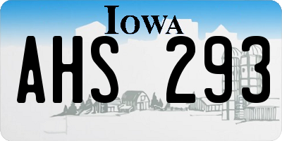 IA license plate AHS293