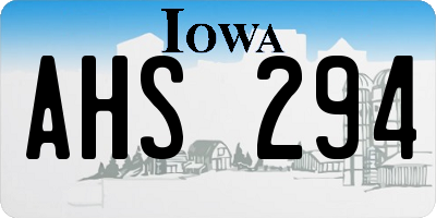 IA license plate AHS294