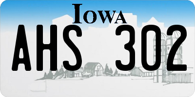 IA license plate AHS302