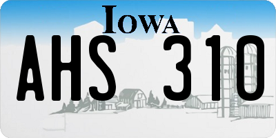 IA license plate AHS310