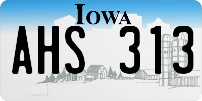 IA license plate AHS313
