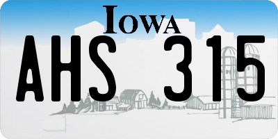 IA license plate AHS315