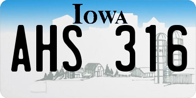 IA license plate AHS316