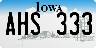 IA license plate AHS333