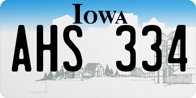 IA license plate AHS334
