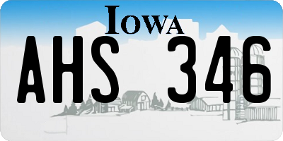 IA license plate AHS346