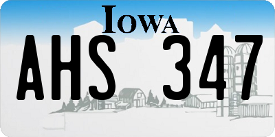 IA license plate AHS347