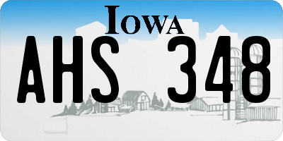 IA license plate AHS348
