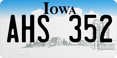 IA license plate AHS352