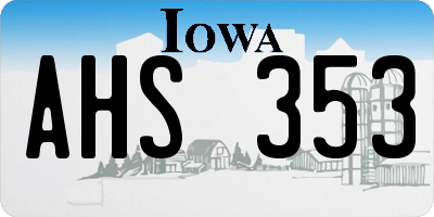 IA license plate AHS353