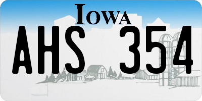 IA license plate AHS354