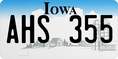 IA license plate AHS355