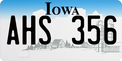 IA license plate AHS356