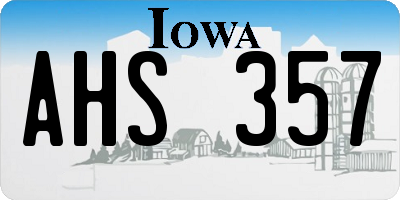 IA license plate AHS357