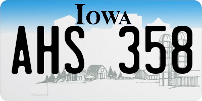 IA license plate AHS358