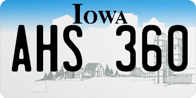 IA license plate AHS360