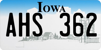 IA license plate AHS362