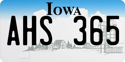 IA license plate AHS365