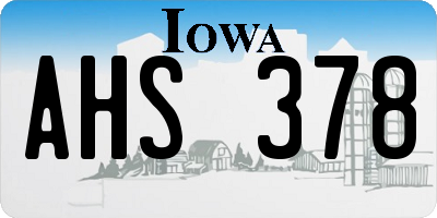 IA license plate AHS378
