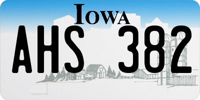 IA license plate AHS382