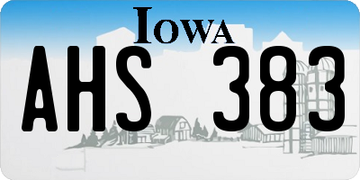 IA license plate AHS383