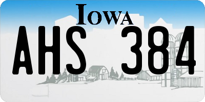 IA license plate AHS384