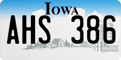 IA license plate AHS386
