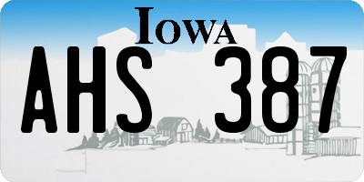 IA license plate AHS387