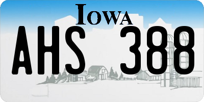 IA license plate AHS388